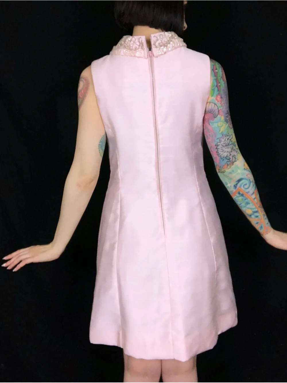 Vintage 1960s Light Pink Cotton Wool Blend Matching Two Piece Dress Coat Set